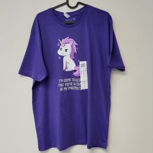 Teeturtle Unicorn You're a Figment of My Imagination T-shirt Purple L